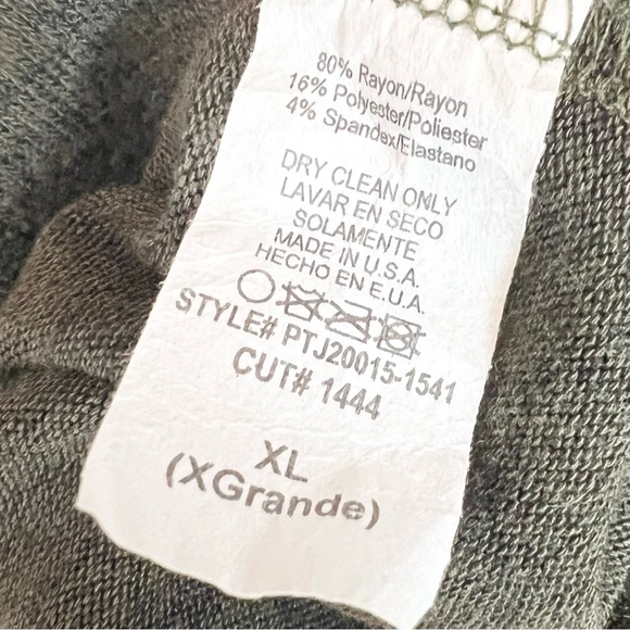 EE:SOME Dark Green Long Sleeve Scoop Neck Tie Front Sweater Top Size XL - Picture 7 of 8